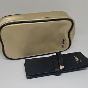 Yves Saint Laurent Gold and Black Cosmetic Pouch And Bag